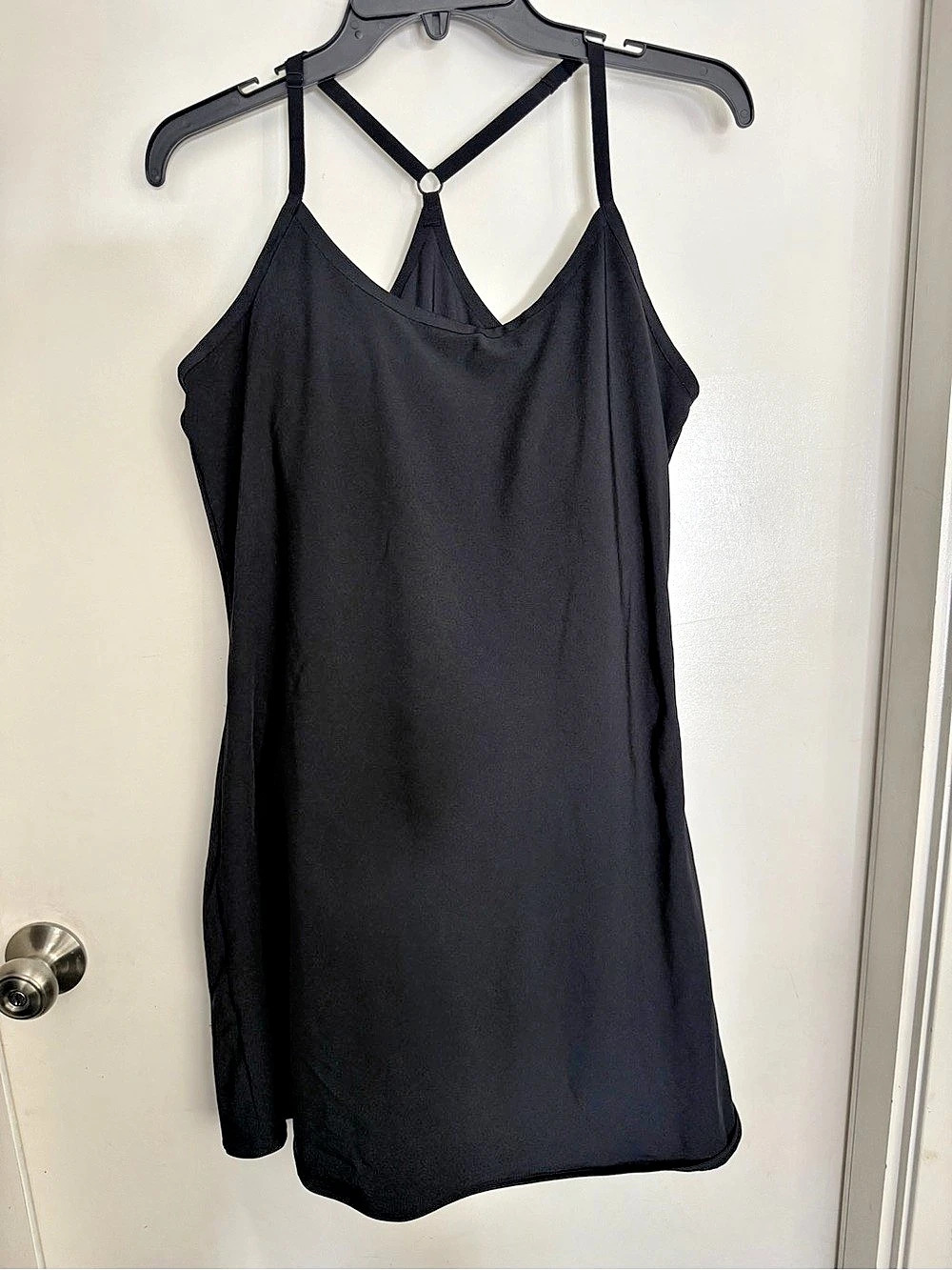 Outdoor Voices The Exercise Dress Black Strappy Tank Dress built in shorts XL